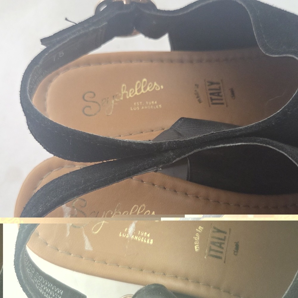 Seychelles Wedge Sandals Womens 7.5 Black Suede Platform Y2K 70s Revival Heels - Picture 7 of 9